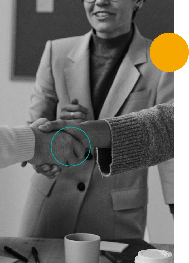 Team collaborating, holding hands at Minerva Insights Group