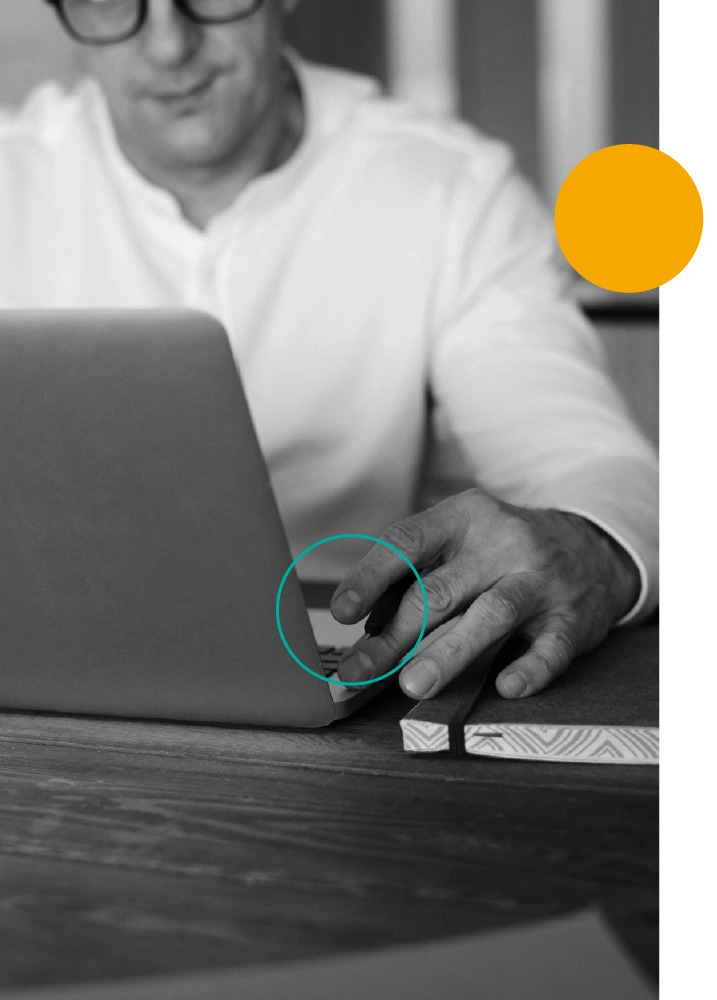 Member of the Minerva Insights Group team focused on their laptop while working